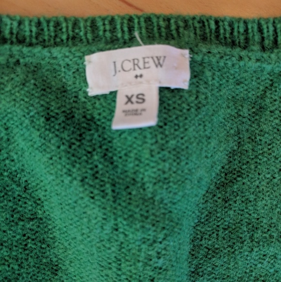 J Crew Lambs wool Green V-Neck Sweater XS - Picture 2 of 3